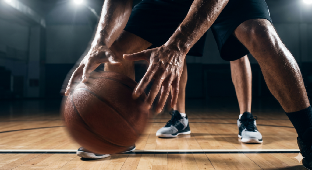 Advanced ball handling drills during a private basketball coaching session to improve dribbling control.
